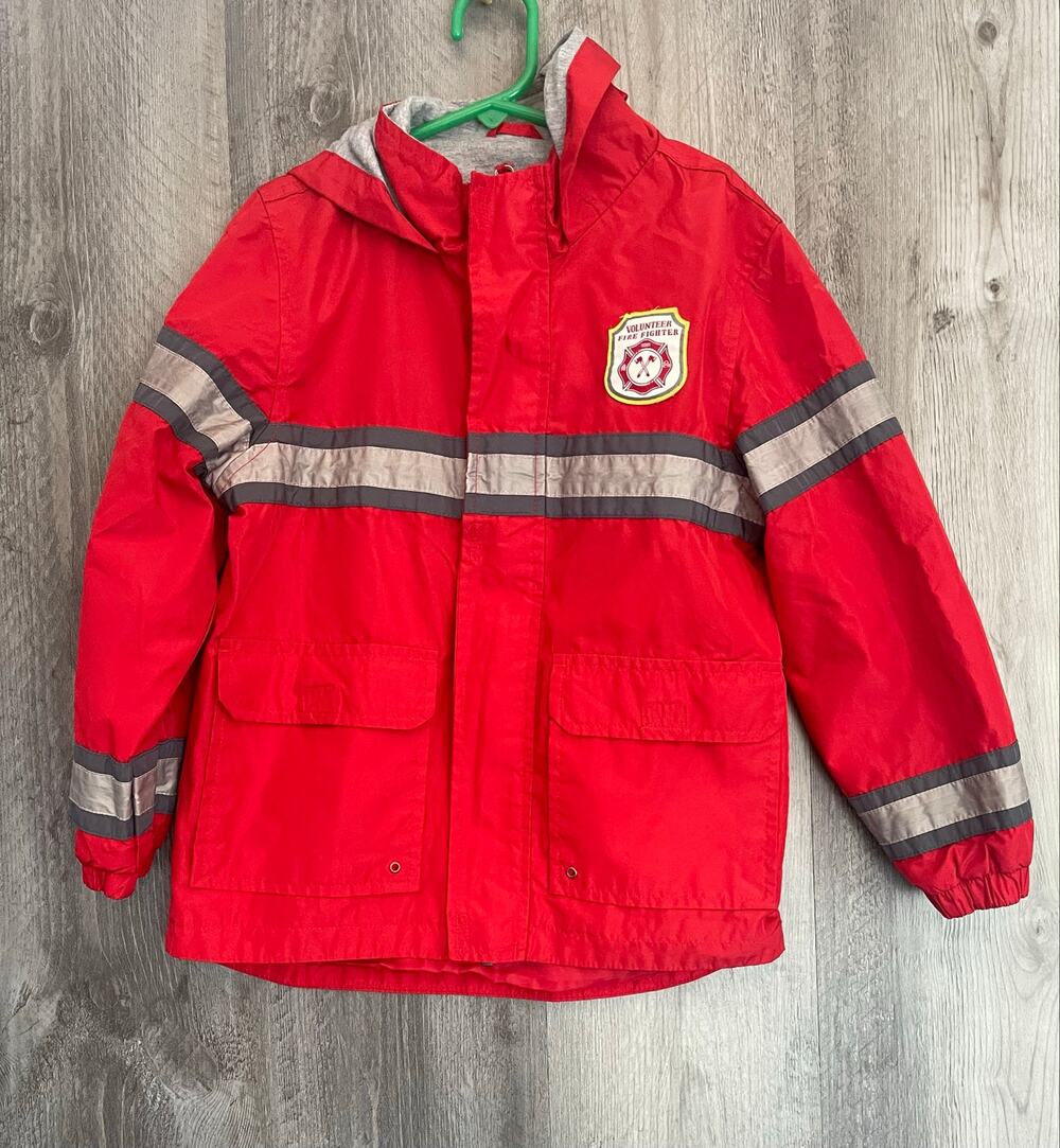 Carters Boys 7 Red Volunteer Firefighter Jacket Hooded Fire Rescue Coat